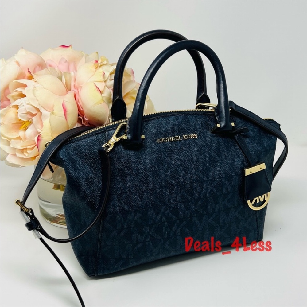 Michael Kors Satchel Purse Riley Baltic Signature Logo Handbag Crossbody NWOT
